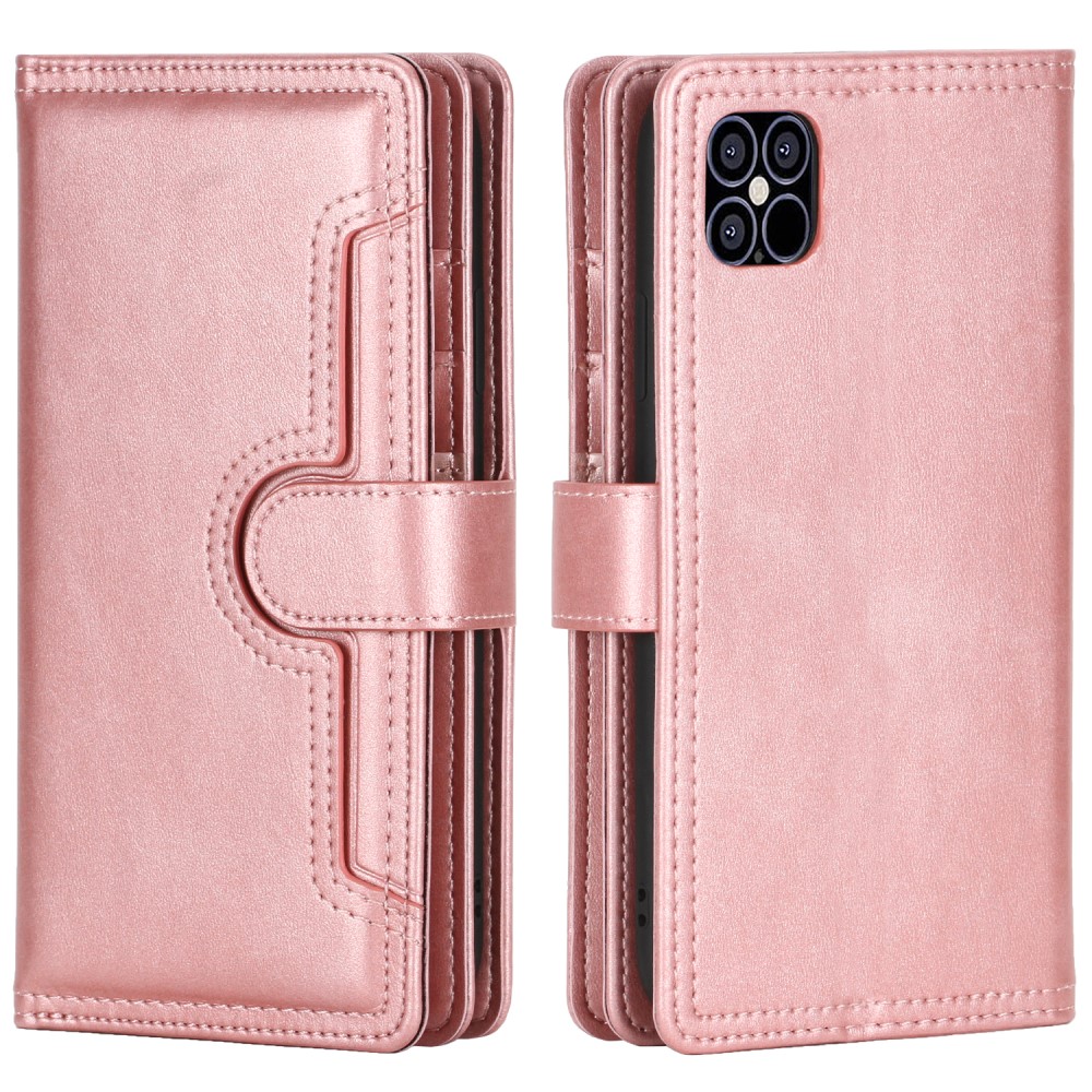 OEM - Äkta Läder Plånboksfodral iPhone 13 Multiple Card Slots - Rose Gold