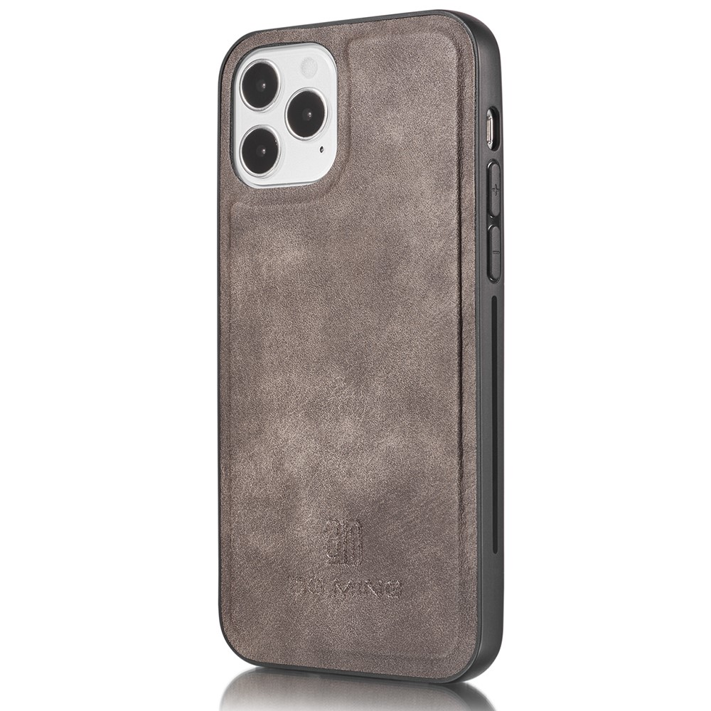 DG.MING - DG.MING Äkta Läder Plånboksfodral iPhone 13 Mini - Grå