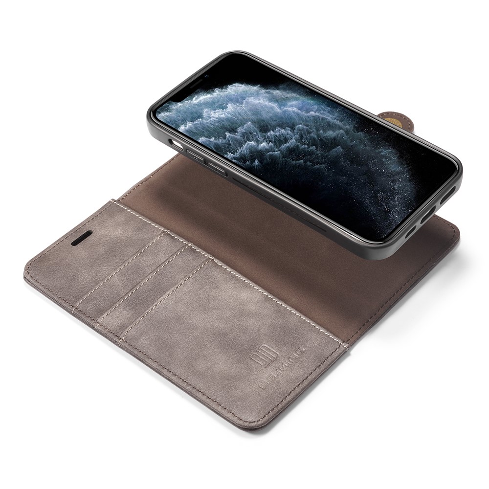DG.MING - DG.MING Äkta Läder Plånboksfodral iPhone 13 Mini - Grå
