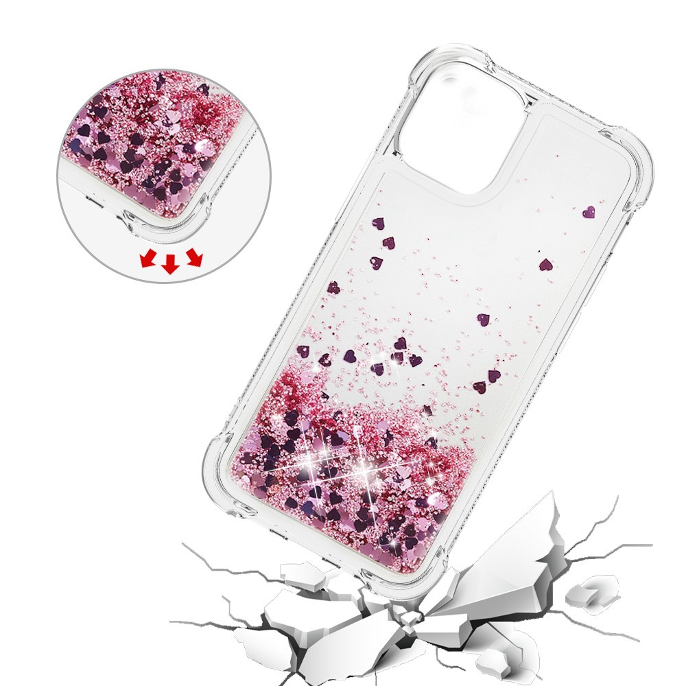 OEM - Drop-Proof Glitter Sequins Skal till iPhone 13 Mini - Rose Gold