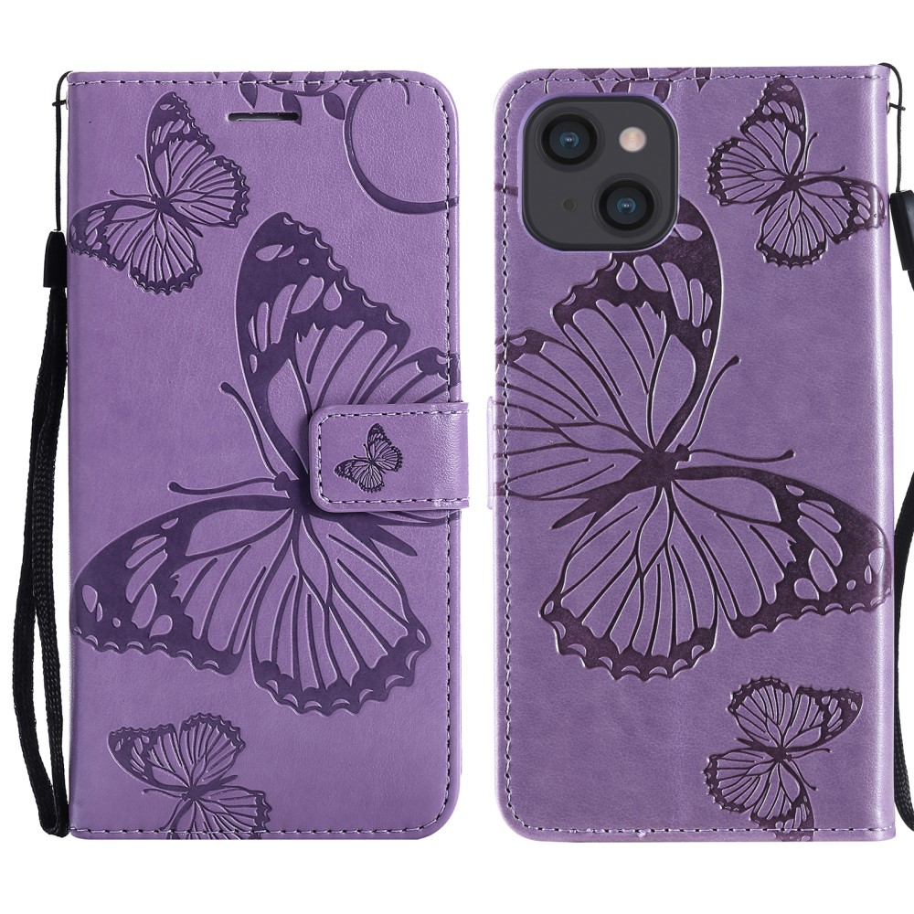 OEM - Fjärilar Plånboksfodral iPhone 13 Mini - Lila