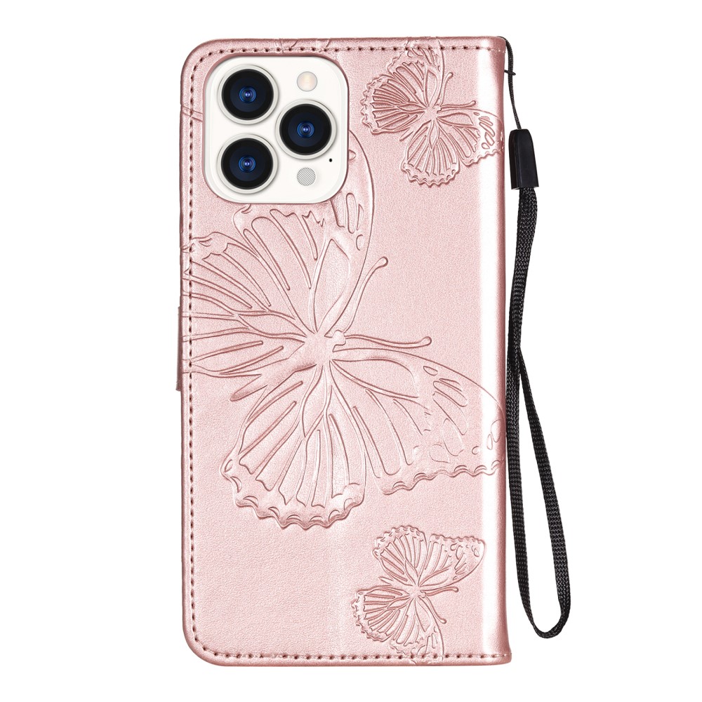 OEM - Fjärilar Plånboksfodral iPhone 13 Pro - Rose Gold
