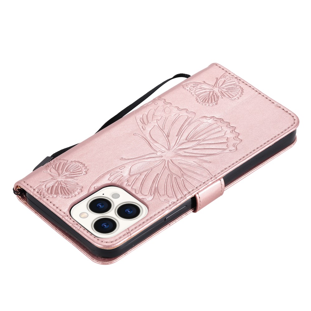 OEM - Fjärilar Plånboksfodral iPhone 13 Pro - Rose Gold