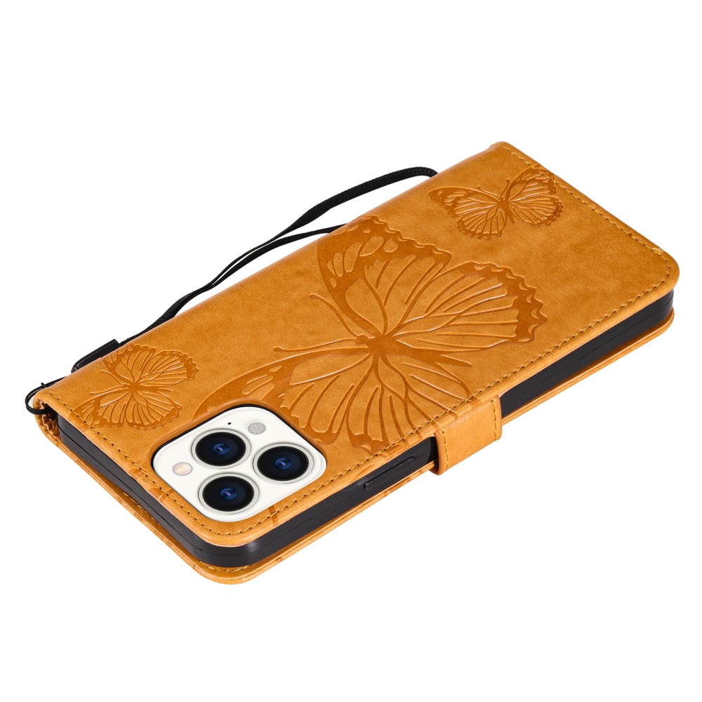 OEM - Fjärilar Plånboksfodral iPhone 13 Pro - Gul