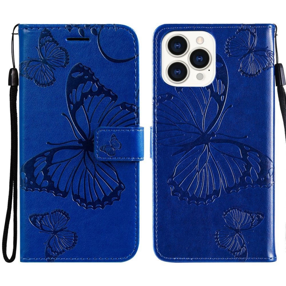 OEM - Fjärilar Plånboksfodral iPhone 13 Pro - Blå