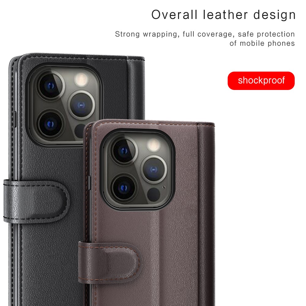 A-One Brand - Äkta Läder Fodral till iPhone 13 Pro - Svart