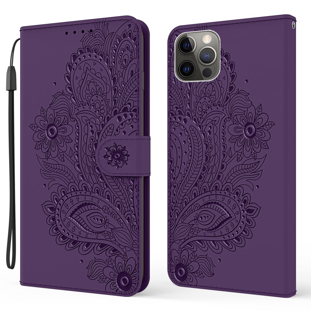 Blommor iPhone 13 Pro Plånboksfodral - Lila