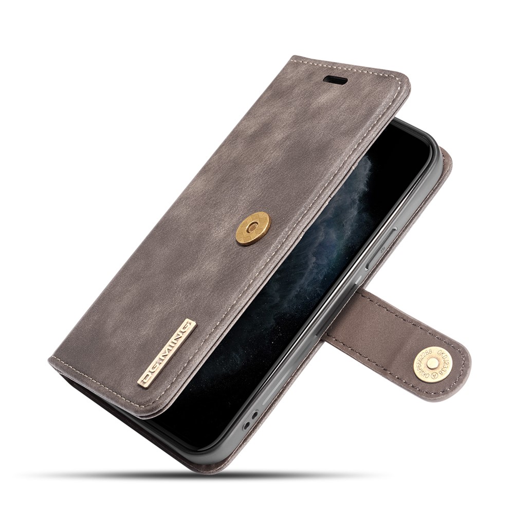 DG.MING - DG.MING Äkta Läder Plånboksfodral iPhone 13 Pro Max - Grå
