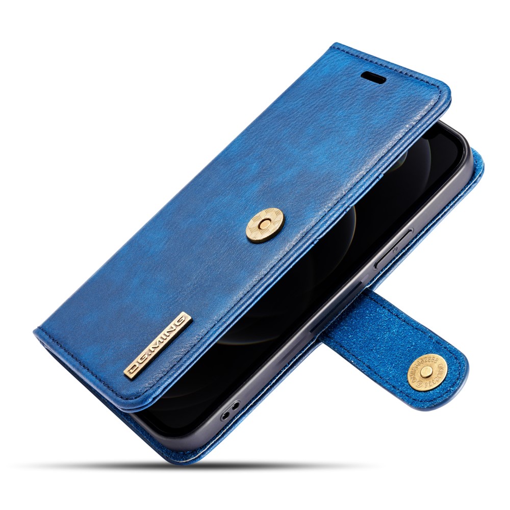 DG.MING - DG.MING Äkta Läder Plånboksfodral iPhone 13 Pro Max - Blå