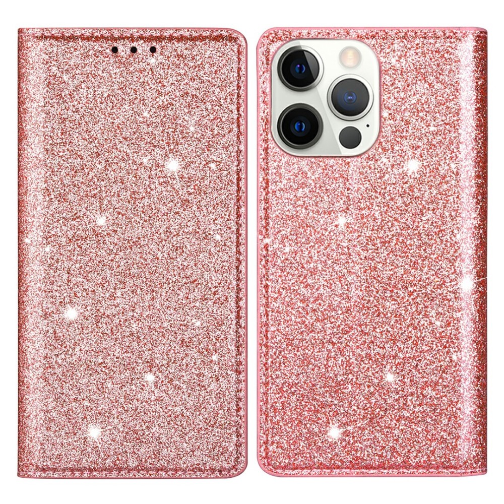 OEM - Glittrande Plånboksfodral iPhone 13 Pro Max - Rose Gold
