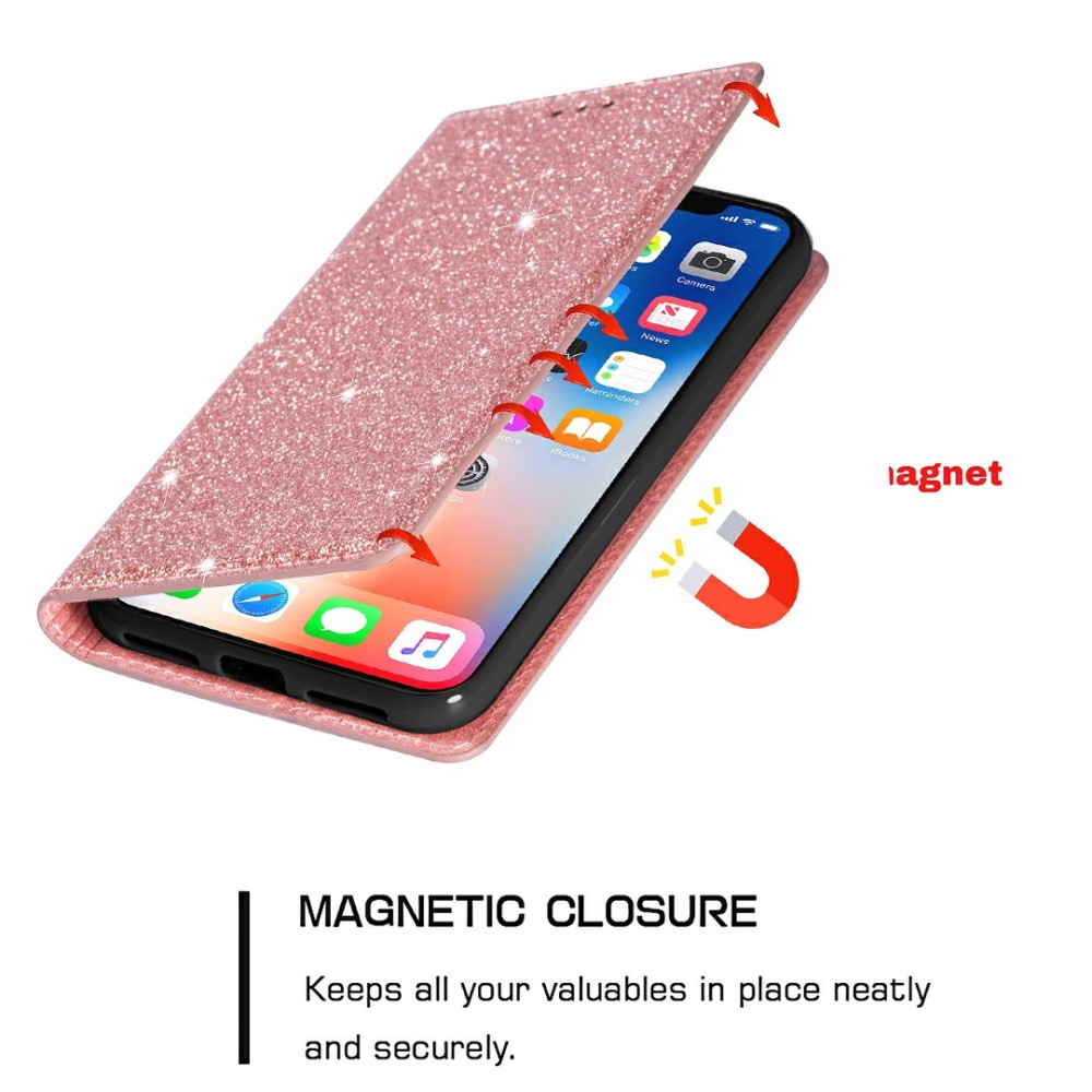 OEM - Glittrande Plånboksfodral iPhone 13 Pro Max - Rose Gold