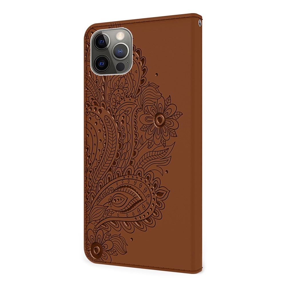 A-One Brand - Blommor iPhone 13 Pro Max Plånboksfodral - Brun