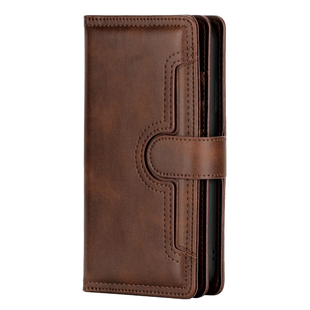 OEM - Äkta Läder Plånboksfodral iPhone 13 Pro Max Multiple Card Slots - Coffee