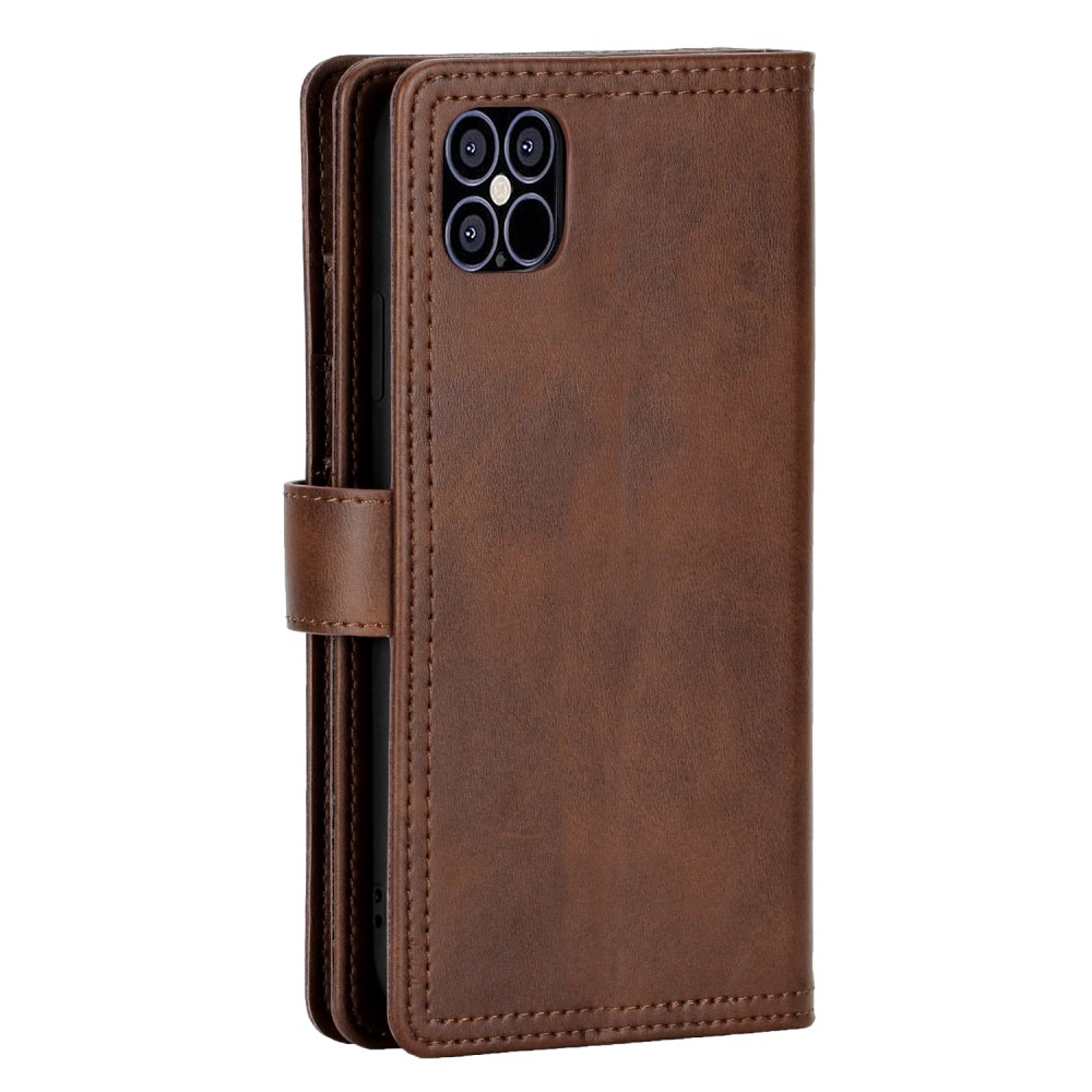 OEM - Äkta Läder Plånboksfodral iPhone 13 Pro Max Multiple Card Slots - Coffee