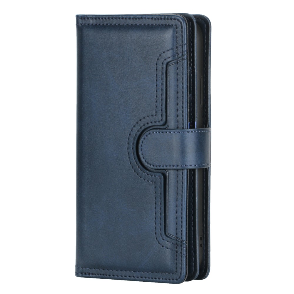 OEM - Äkta Läder Plånboksfodral iPhone 13 Pro Multiple Card Slots - Blå