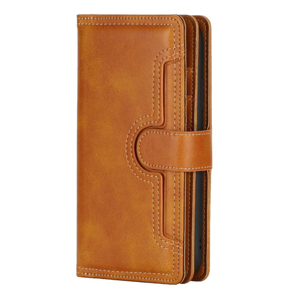 OEM - Äkta Läder Plånboksfodral iPhone 13 Multiple Card Slots - Brun