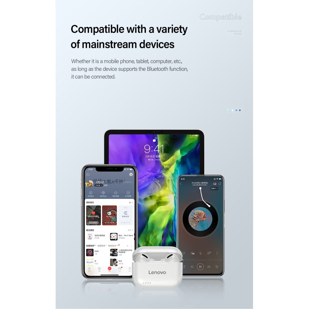 Lenovo
LENOVO LivePods LP1S TWS Bluetooth Trådlösa Hörlurar - Vit