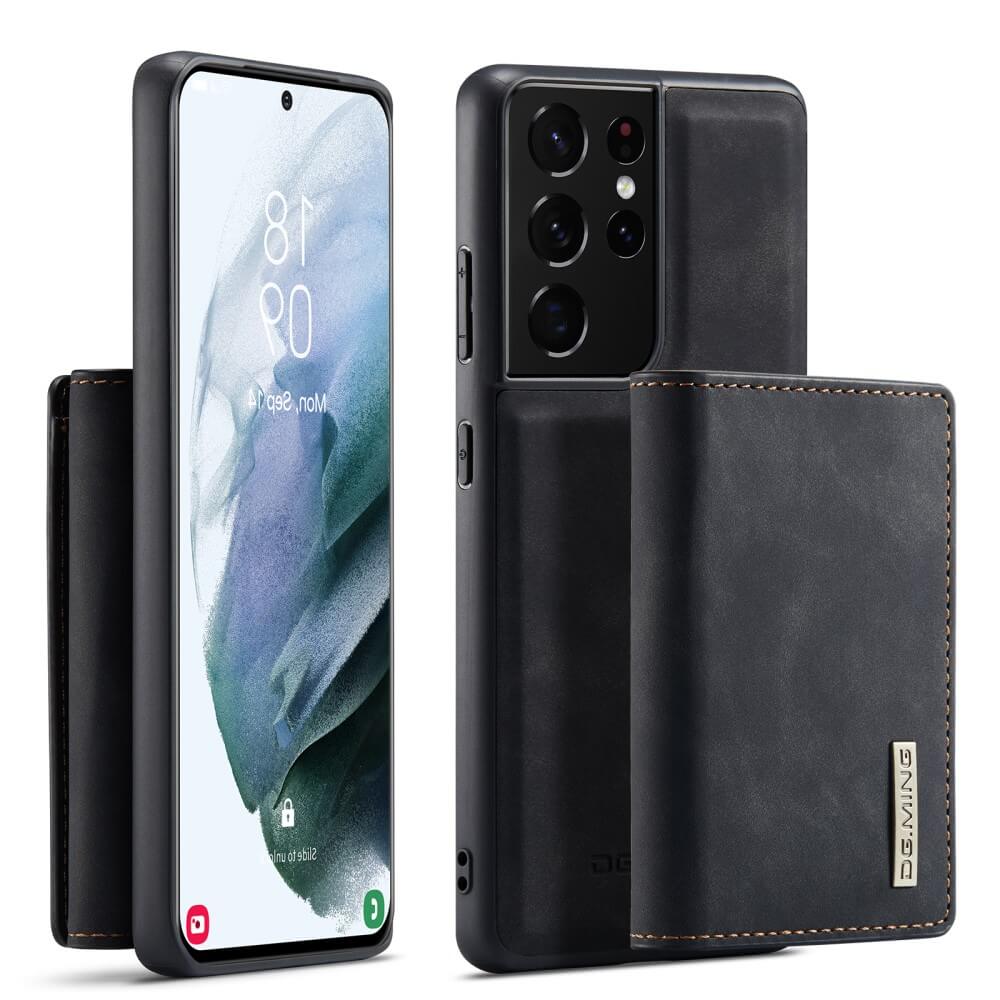 DG.MING - Samsung Galaxy S21 Ultra Skal DG.MING M1 Magnetic Tri-fold Wallet Med Kickstand