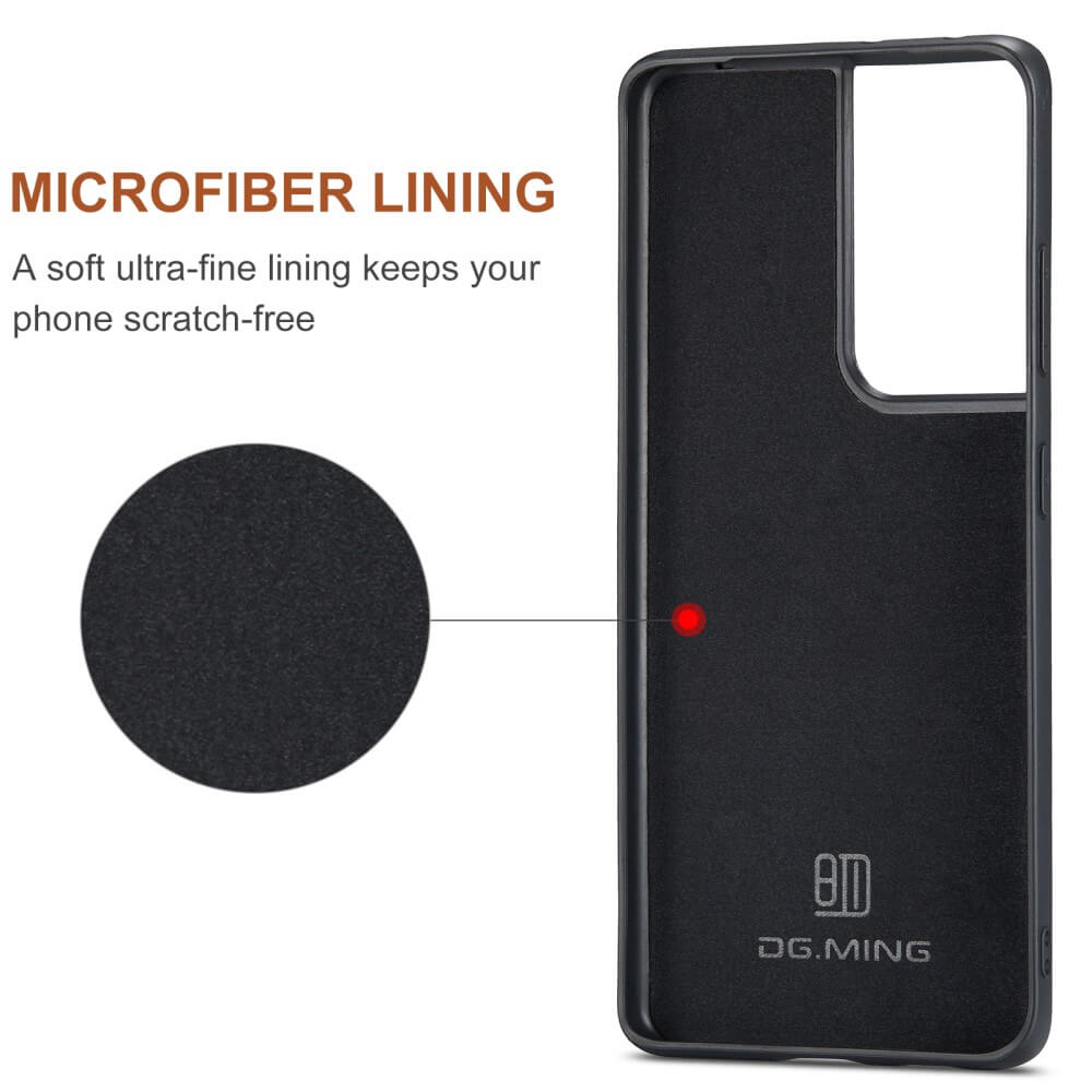 DG.MING - Samsung Galaxy S21 Ultra Skal DG.MING M1 Magnetic Tri-fold Wallet Med Kickstand