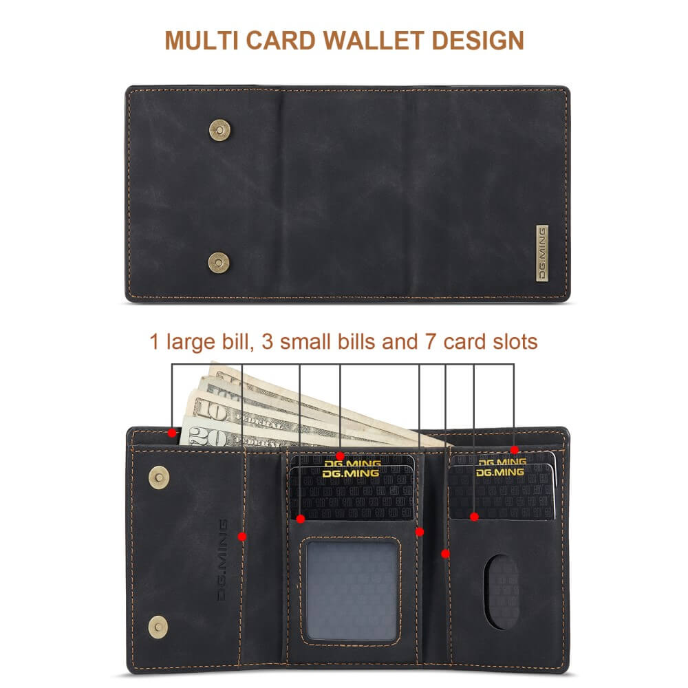DG.MING - Samsung Galaxy S21 Ultra Skal DG.MING M1 Magnetic Tri-fold Wallet Med Kickstand