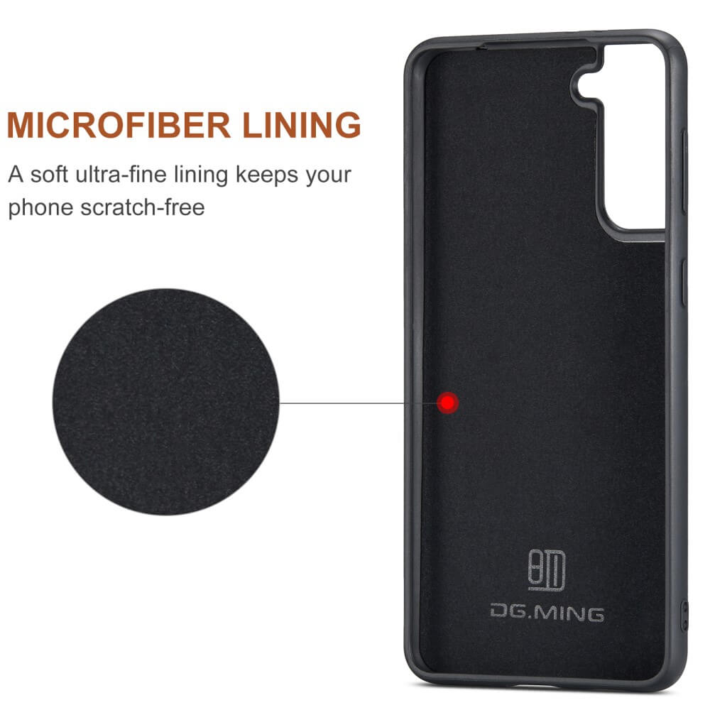 DG.MING - Samsung Galaxy S21 Skal DG.MING M1 Magnetic Tri-fold Wallet Med Kickstand