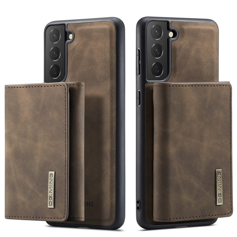 DG.MING - Samsung Galaxy S21 Skal DG.MING M1 Magnetic Tri-fold Wallet Med Kickstand