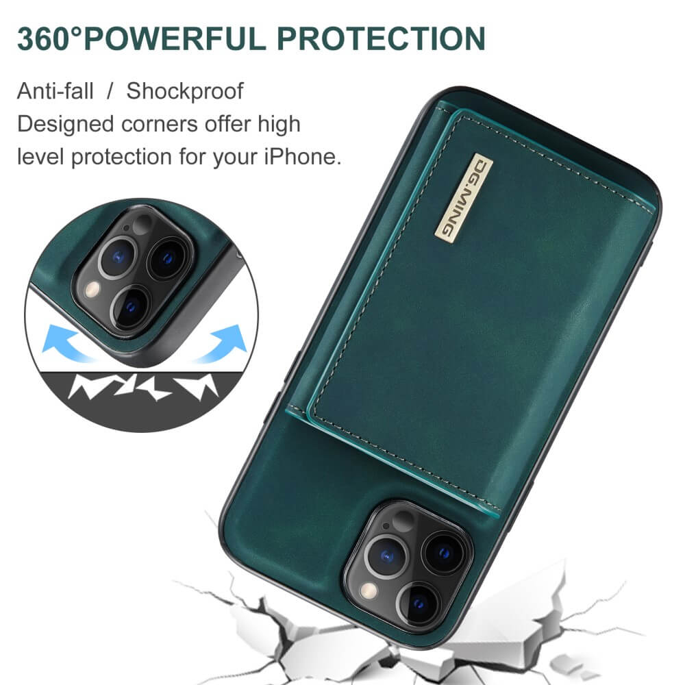 OEM - iPhone 11 Skal DG.MING M1 Magnetic Tri-fold Wallet Med Kickstand - Grön