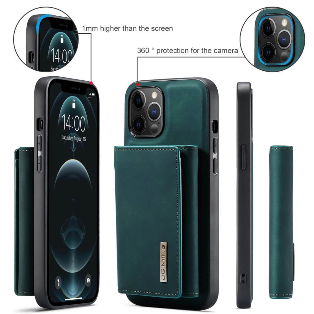 OEM - iPhone 11 Skal DG.MING M1 Magnetic Tri-fold Wallet Med Kickstand - Grön
