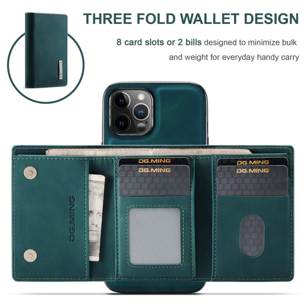 OEM - iPhone 11 Skal DG.MING M1 Magnetic Tri-fold Wallet Med Kickstand - Grön