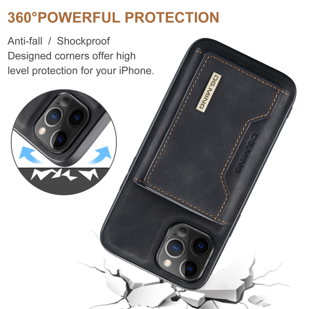 DG.MING - iPhone 11 Skal DG.MING Magnetic Tri-fold Wallet Med Kickstand - Svart