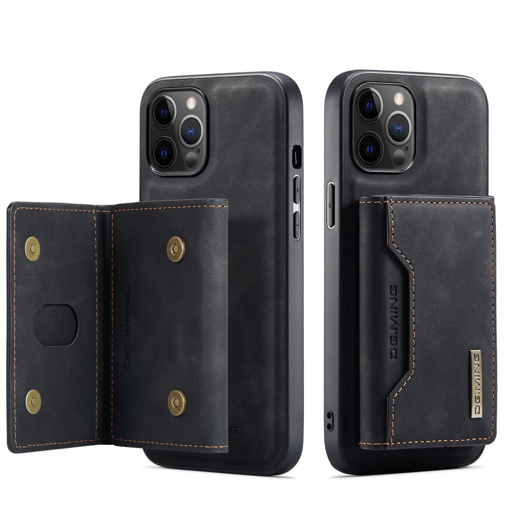 DG.MING - iPhone 11 Skal DG.MING Magnetic Tri-fold Wallet Med Kickstand - Svart