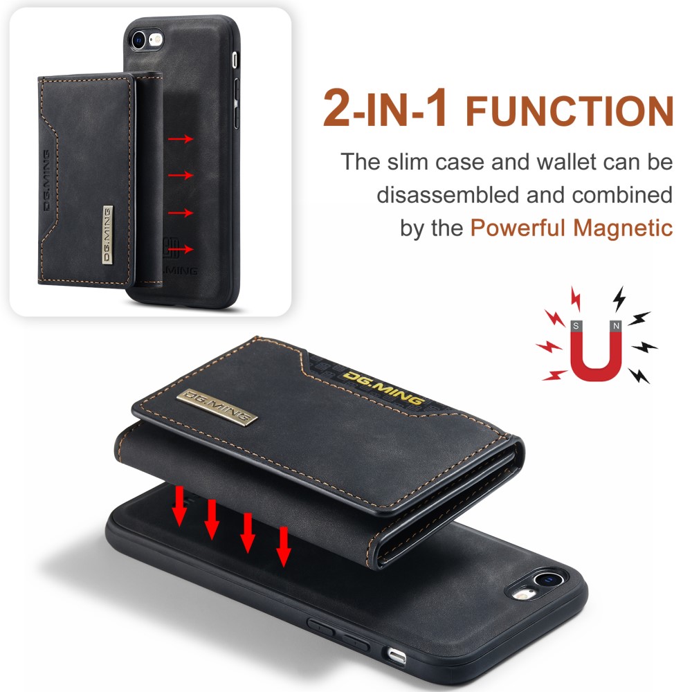 DG.MING
iPhone 7/8/SE 2020 Skal DG.MING Magnetic Tri-fold Wallet Med Kickstand - Svart
