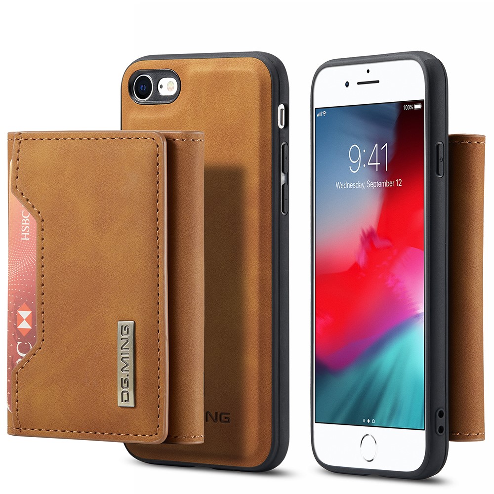DG.MING
iPhone 7/8/SE 2020 Skal DG.MING Magnetic Tri-fold Wallet Med Kickstand - Brun