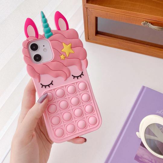 Fidget Toys - Unicorn Pop it fidget skal till iPhone 11 - Rosa