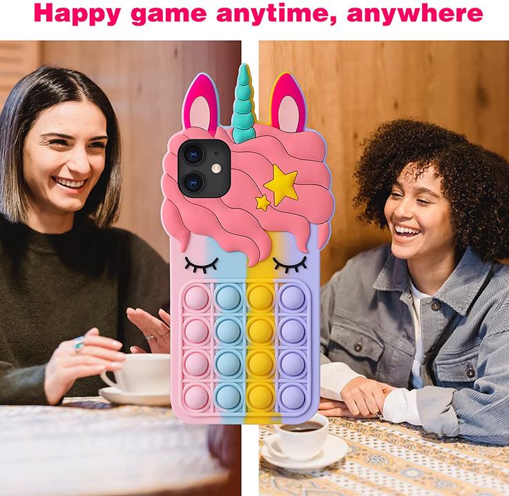 Fidget Toys - Unicorn Pop it fidget skal till iPhone 11 - Rosa