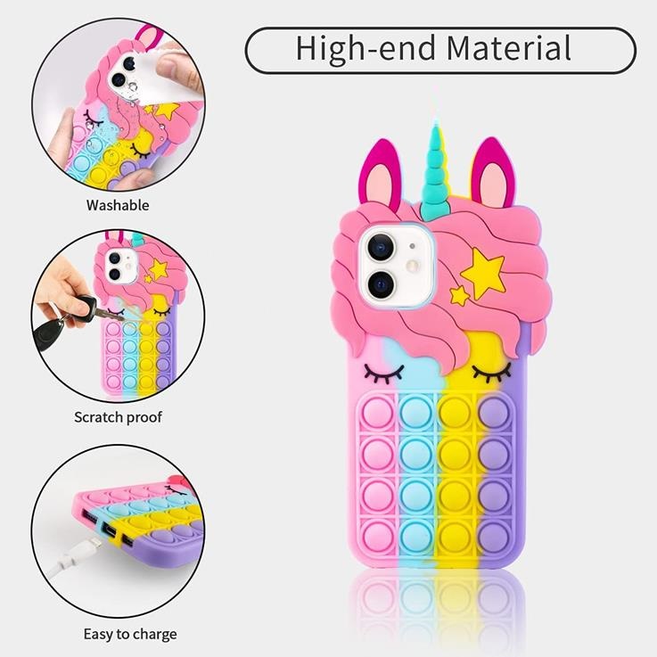 Fidget Toys - Unicorn Pop it fidget skal till iPhone 7/8/SE 2020/ SE 2022 - Rosa