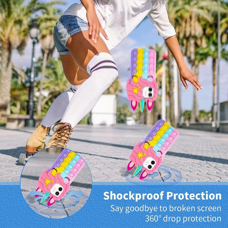 Fidget Toys - Unicorn Pop it fidget skal till iPhone 7/8/SE 2020/ SE 2022 - Rosa