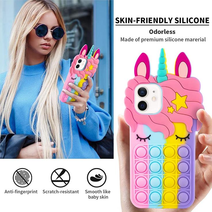 Fidget Toys - Unicorn Pop it fidget skal till iPhone 7/8/SE 2020/ SE 2022 - Rosa