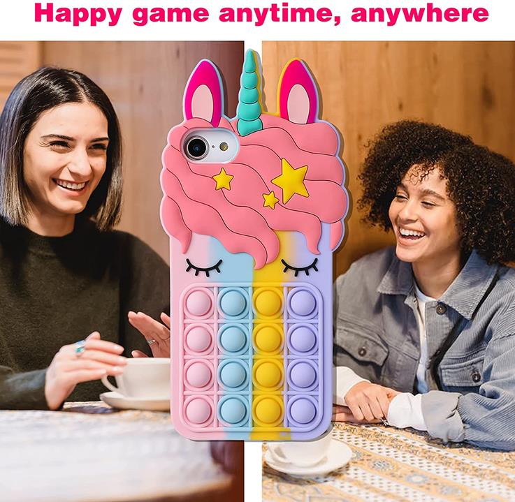 Fidget Toys - Unicorn Pop it fidget skal till iPhone 7/8/SE 2020/ SE 2022 - Rosa