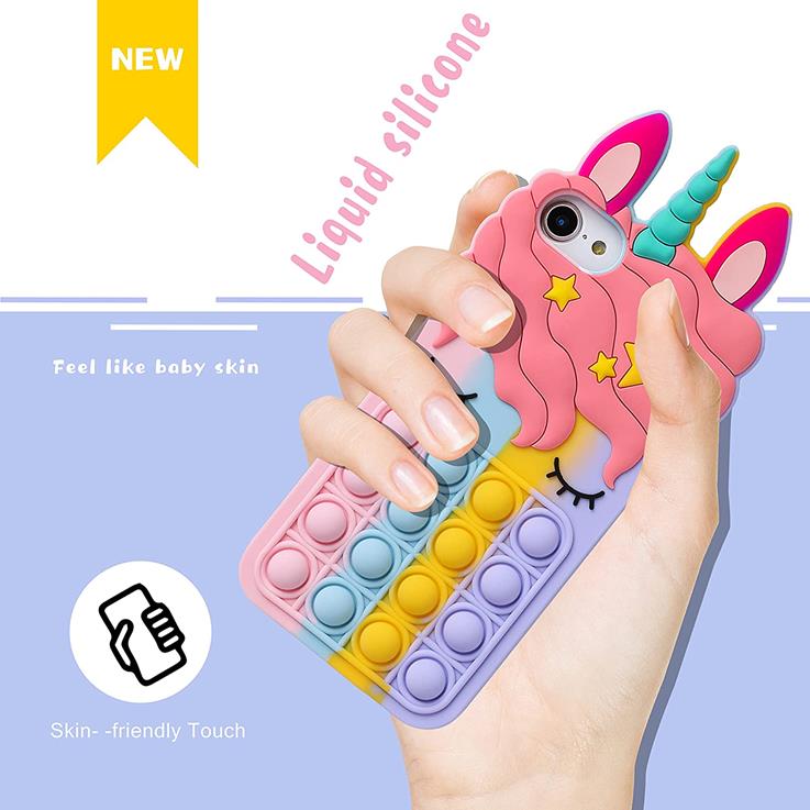 Fidget Toys - Unicorn Pop it fidget skal till iPhone 7/8/SE 2020/ SE 2022 - Rosa