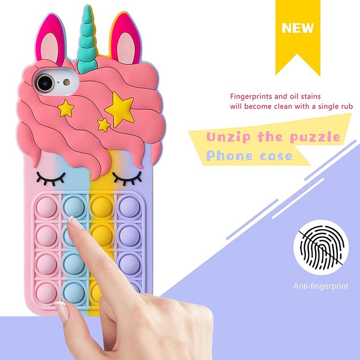 Fidget Toys - Unicorn Pop it fidget skal till iPhone 7/8/SE 2020/ SE 2022 - Rosa