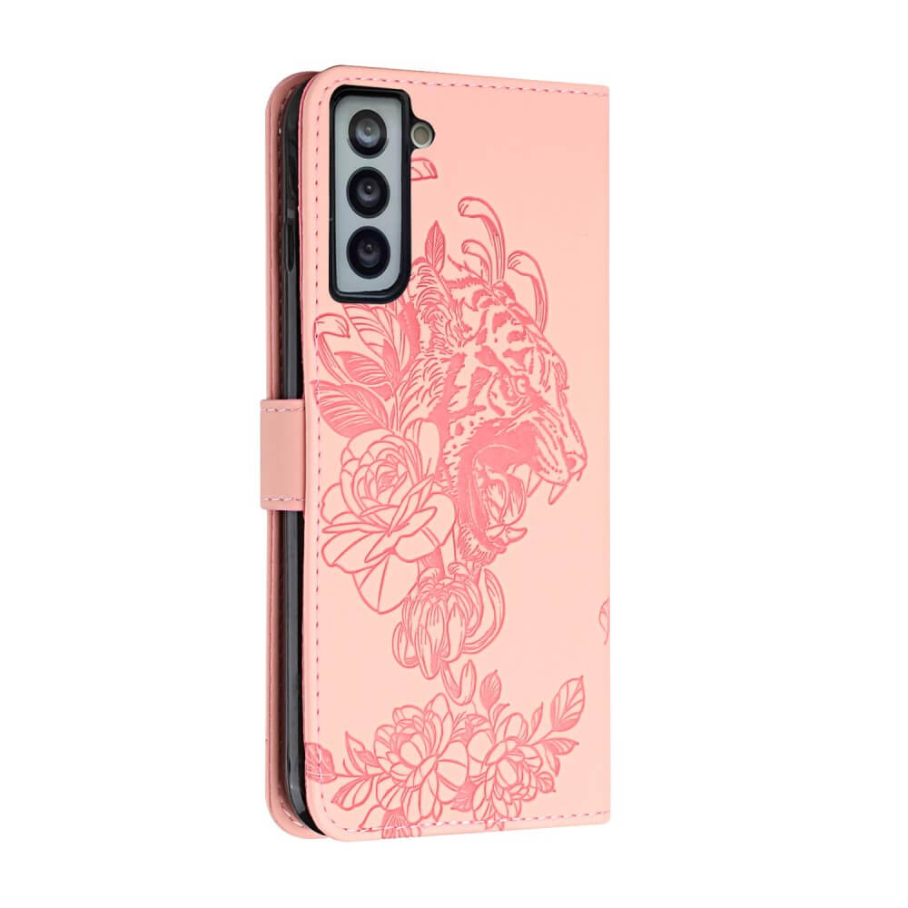 A-One Brand - Tiger Flower Plånboksfodral till Galaxy S21 - Rosa