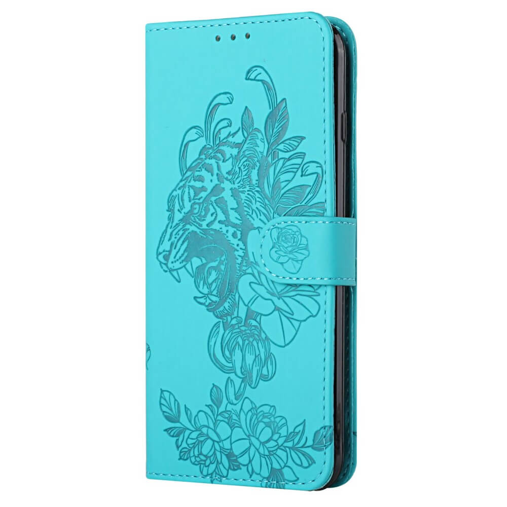 A-One Brand - Tiger Flower Plånboksfodral till Galaxy S21 - Turkos