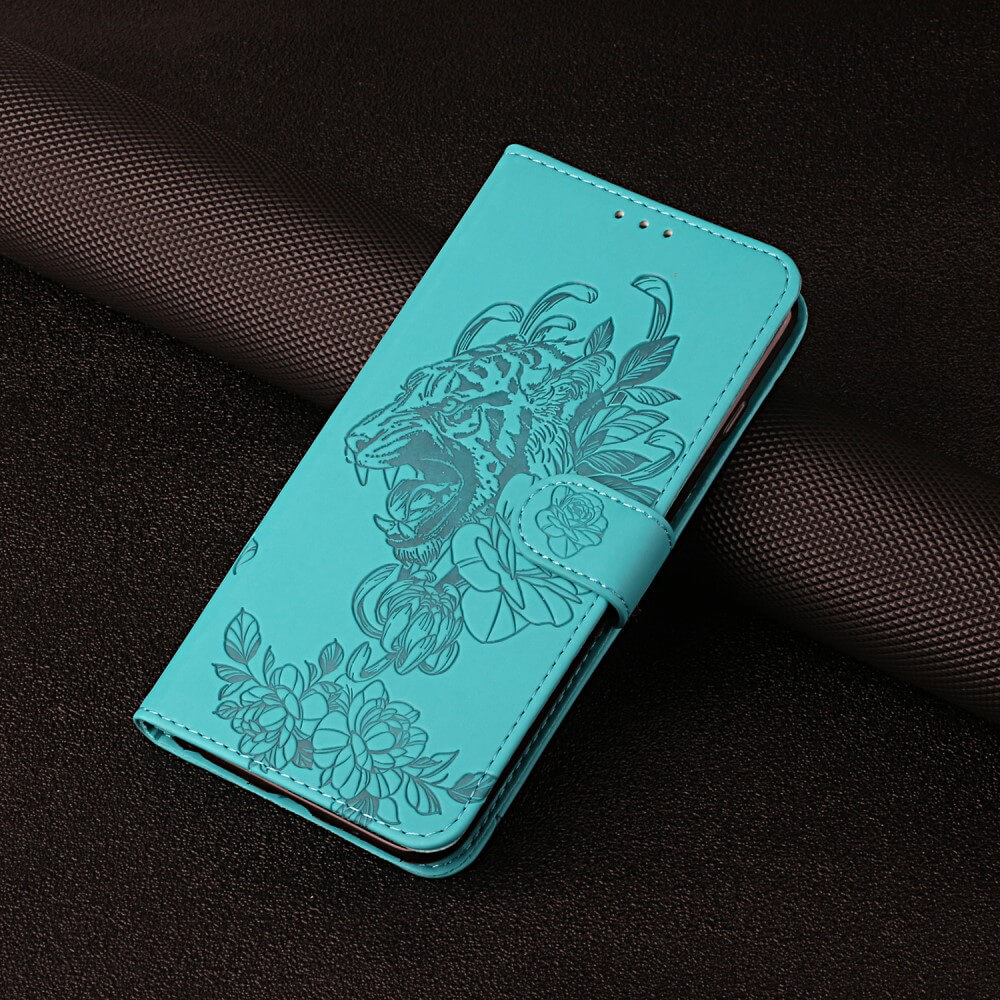 A-One Brand - Tiger Flower Plånboksfodral till Galaxy S21 - Turkos