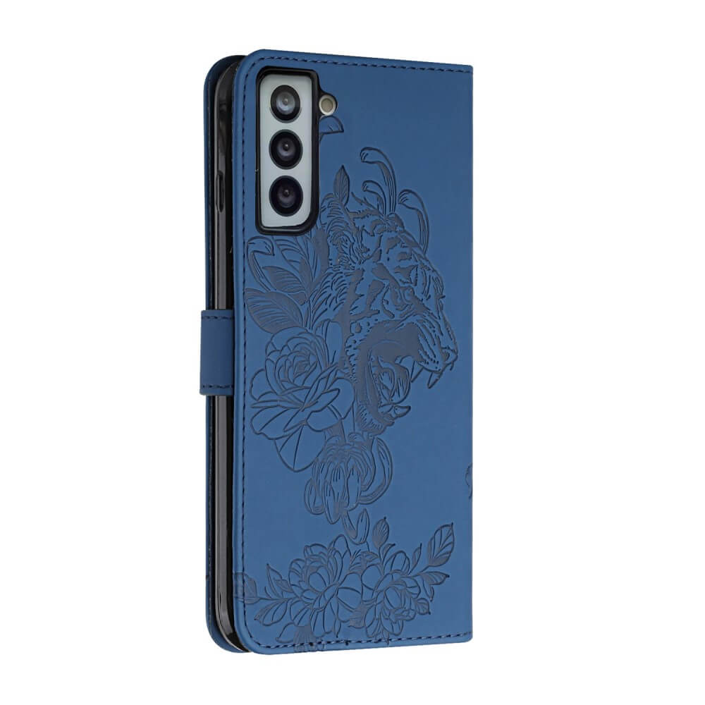A-One Brand - Tiger Flower Plånboksfodral till Galaxy S21 - Blå