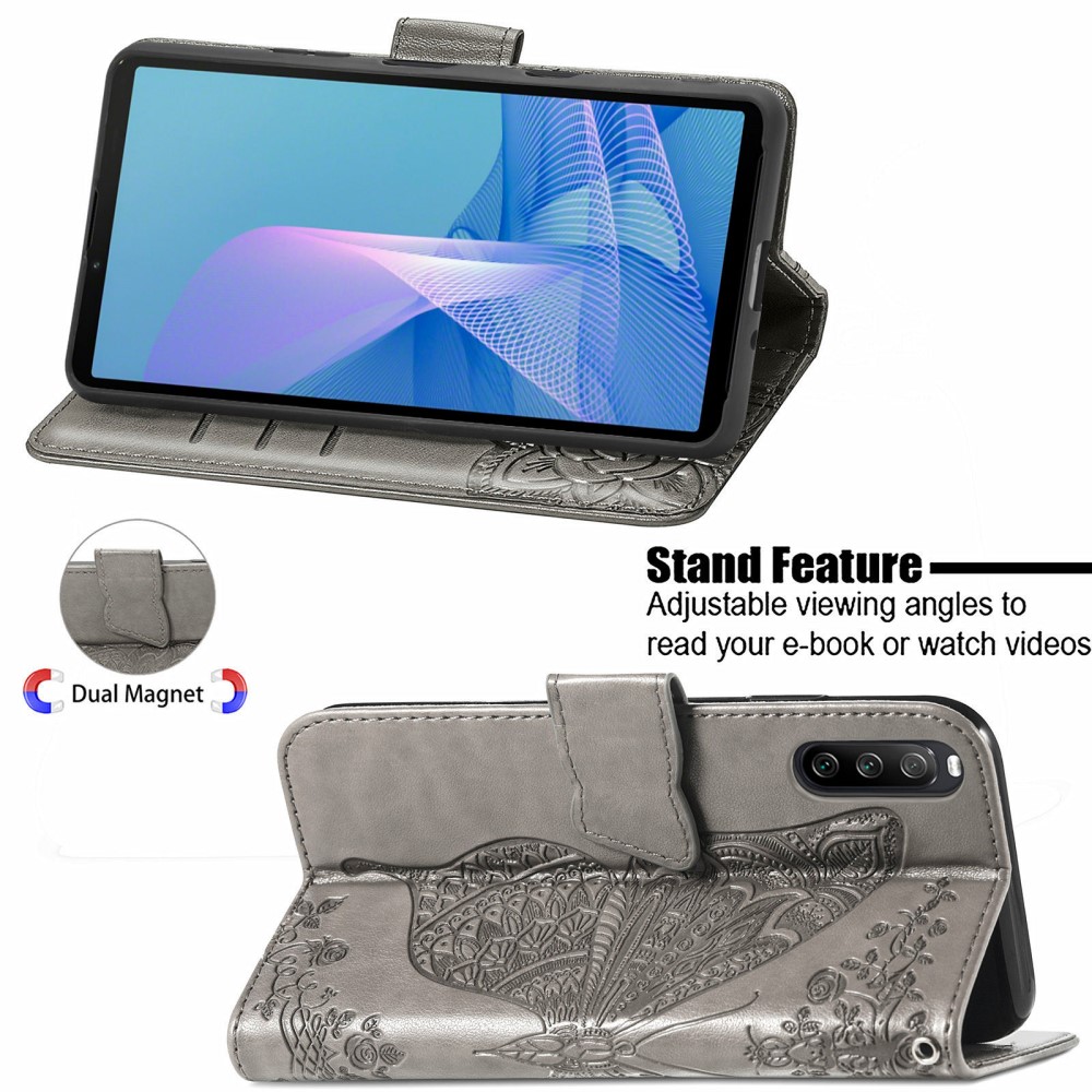 A-One Brand - Butterfly Plånboksfodral till Sony Xperia 10 III - Grå