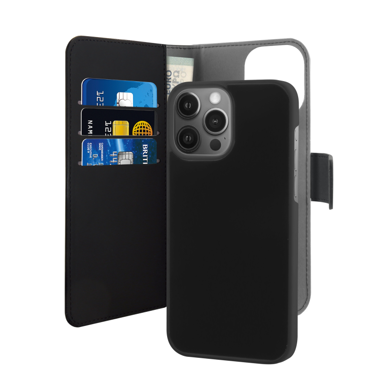 Puro - Puro EcoLeather Avtagbart Plånboksfodral iPhone 13 Pro Max - Svart