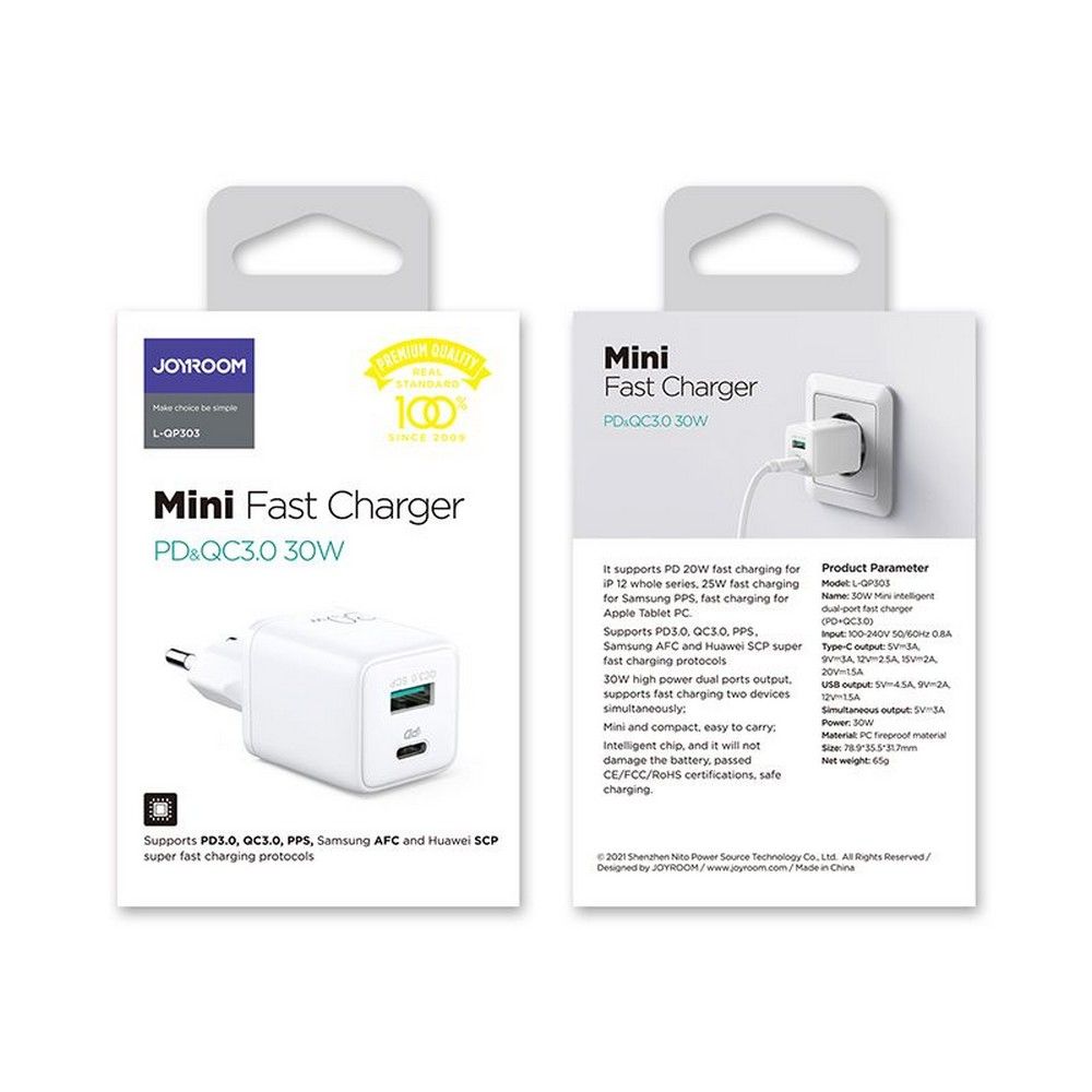 Joyroom - Joyroom 2-Port Network Laddare PD30W - Vit