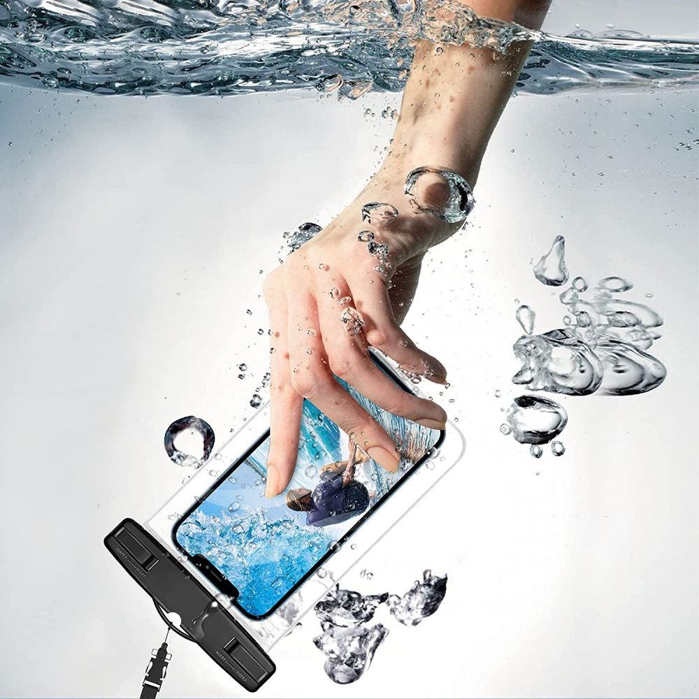 Tech-Protect - Universala Vattentät Mobilväskor - Svart/Clear