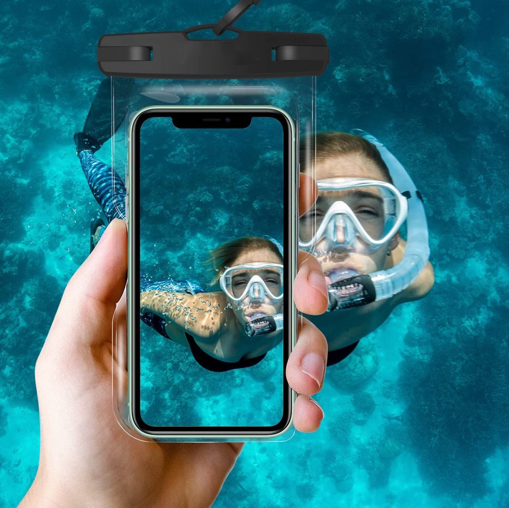 Tech-Protect - Universala Vattentät Mobilväskor - Svart/Clear